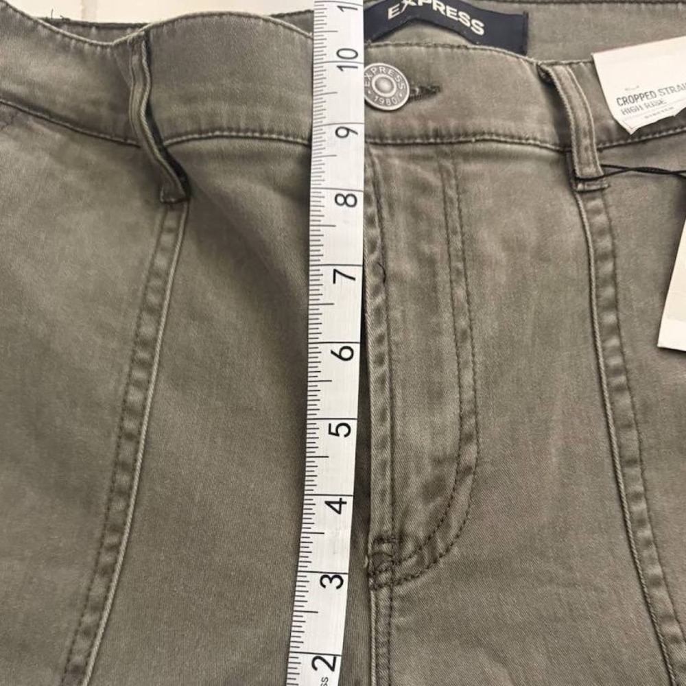 NWT Express Womens Olive Green High Rise Cropped Utility Jogger Pants Size 12 - Picture 5 of 6